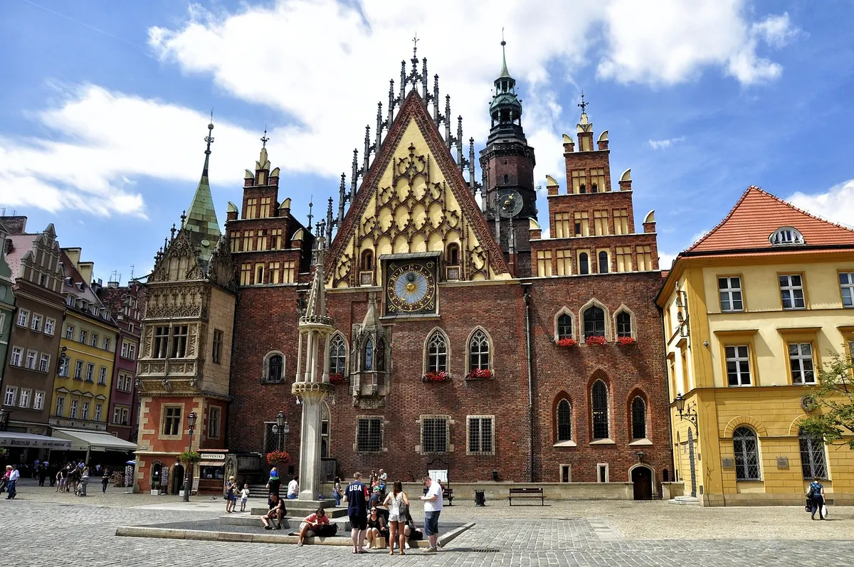 The Gothic town hall on Wroclaw's Market Square