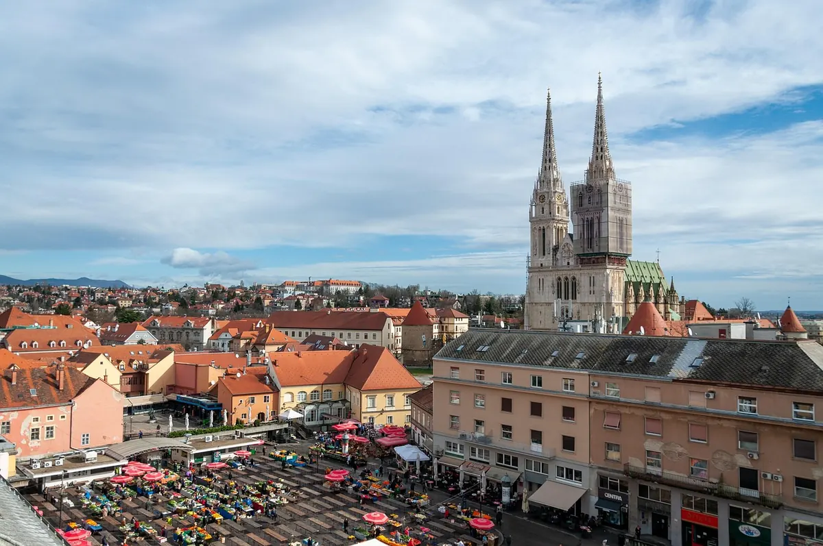 Zagreb's old town and cathedral spires