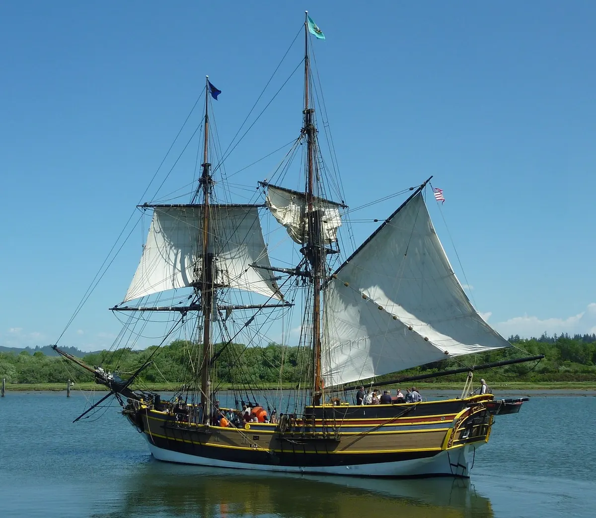 A square-rigged tall ship under sail