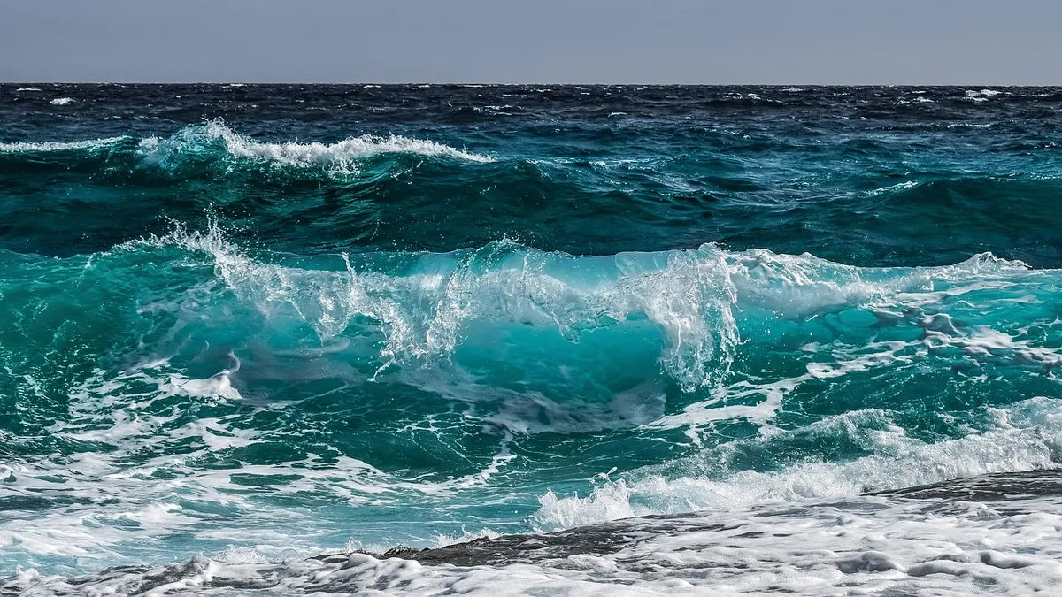 Stormy waves on the open sea