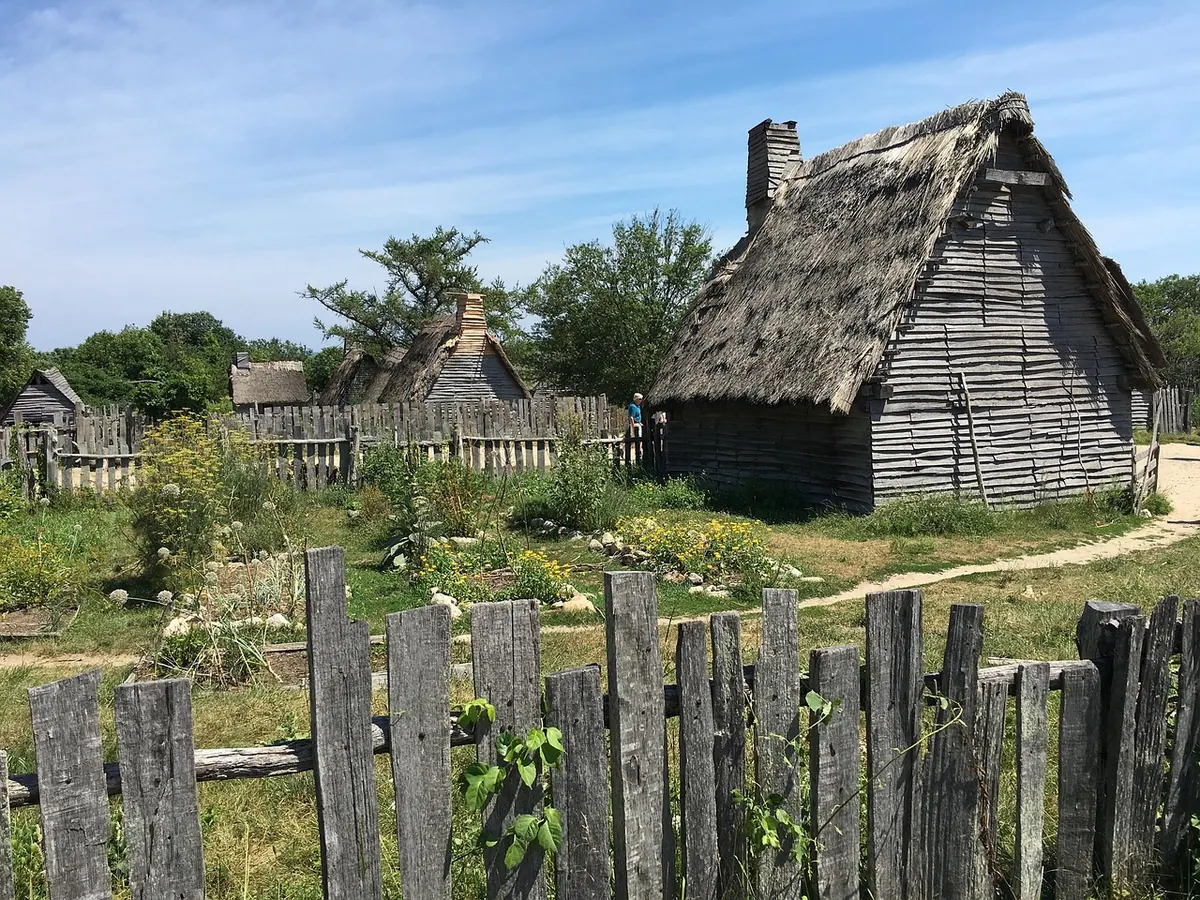 Reconstructed settlers' houses in Plymouth, Massachusetts