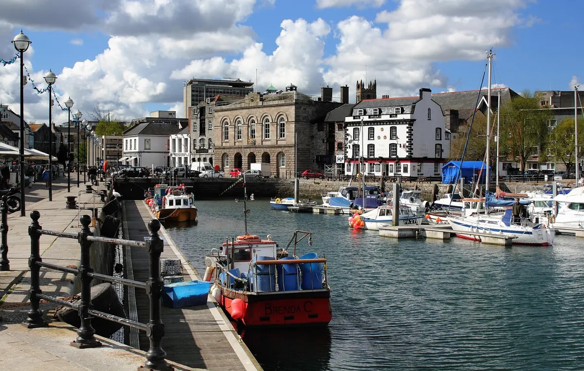 Boats in the harbour at Plymouth, Devon