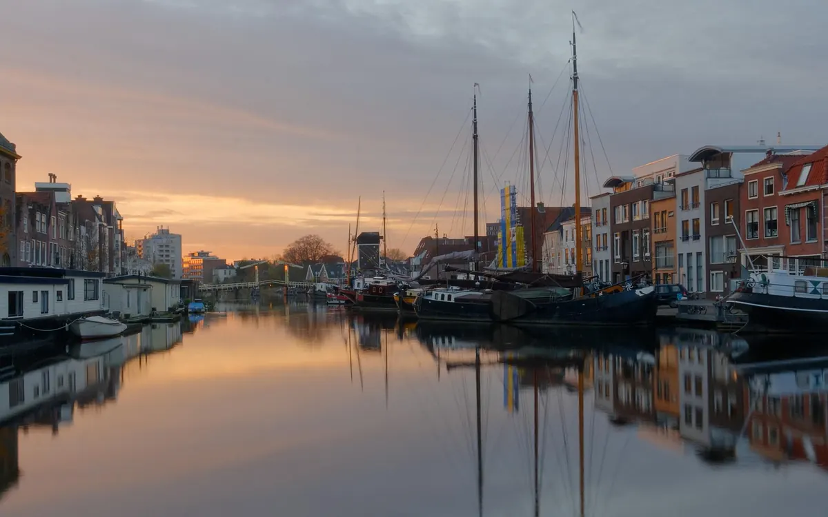 A canal in Leiden, the Netherlands