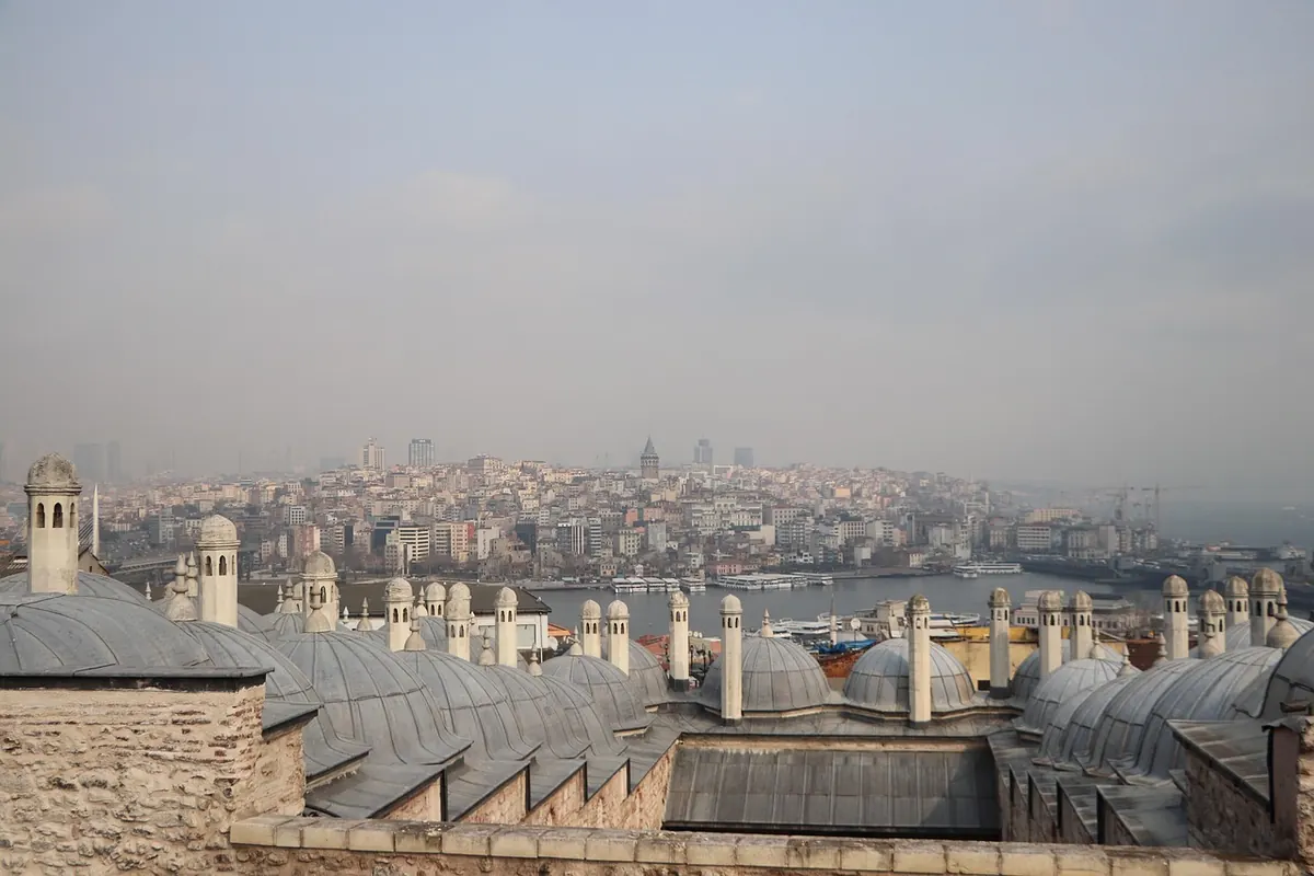 The domes of a historic Turkish bath
