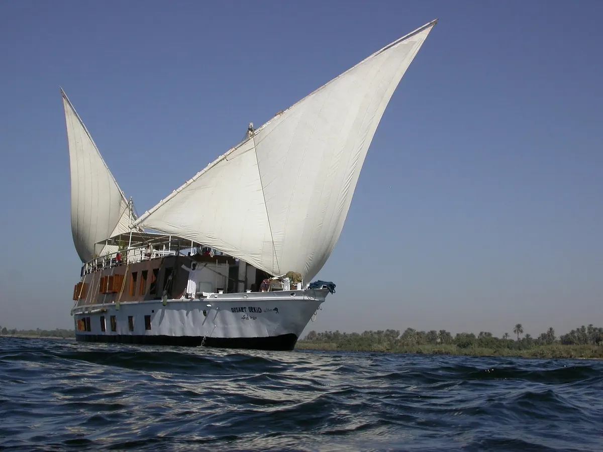 A dahabiya sailing on the Nile