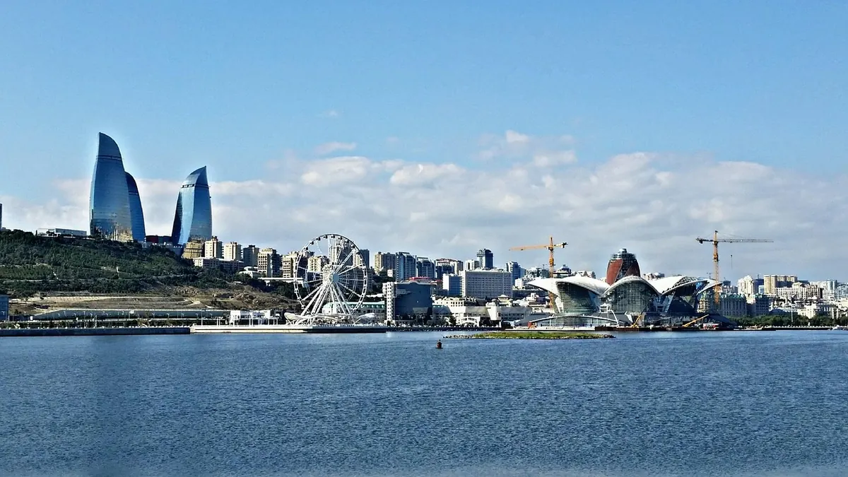 Baku Bay and the city skyline from the water