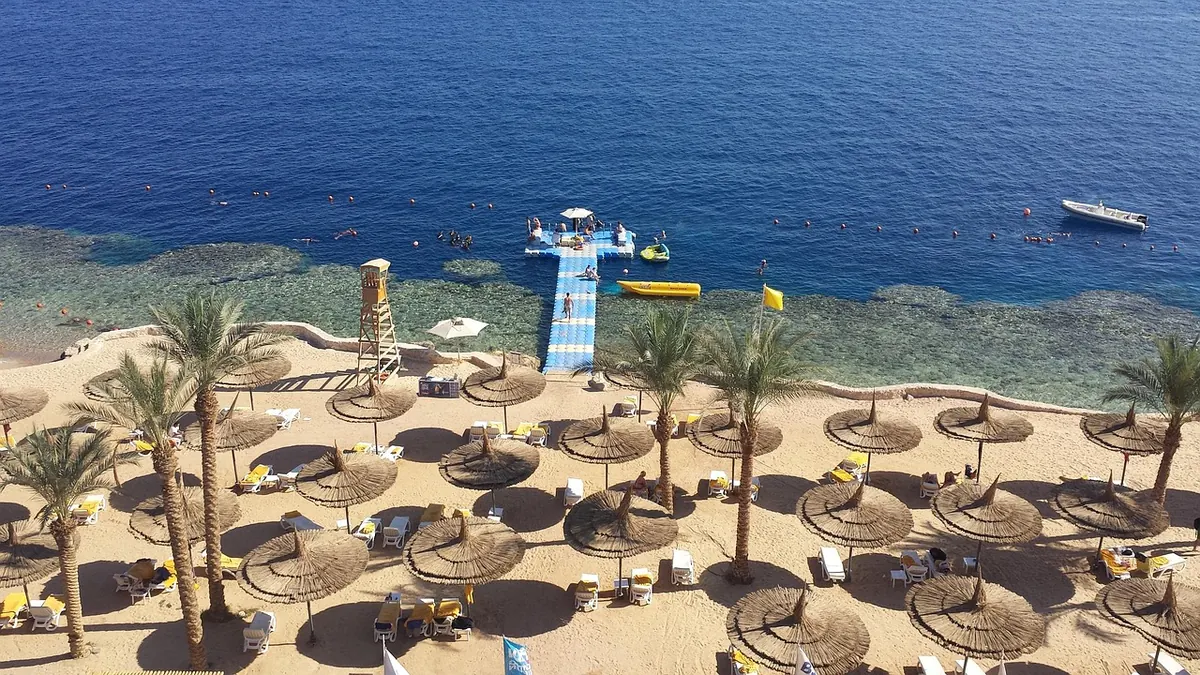 Sunshades on a Red Sea beach