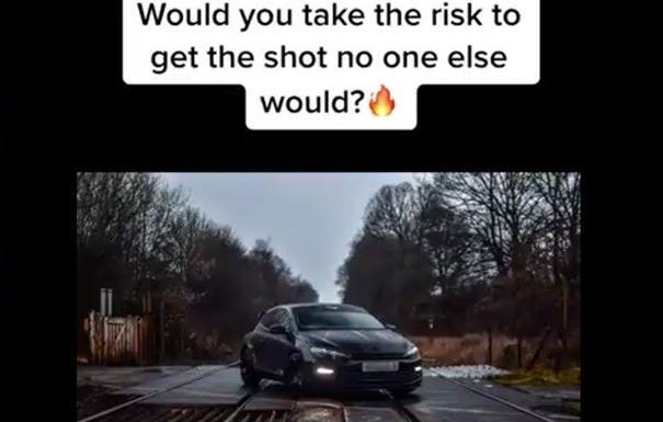 TikTok video dare showing a car parked on railway crossing branded 'staggeringly stupid and dangerous' by police