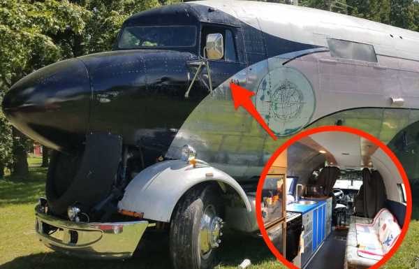 A man converted a World War II-era navy airplane into a 300-square-foot RV – and it's complete with a vintage pilot intercom system