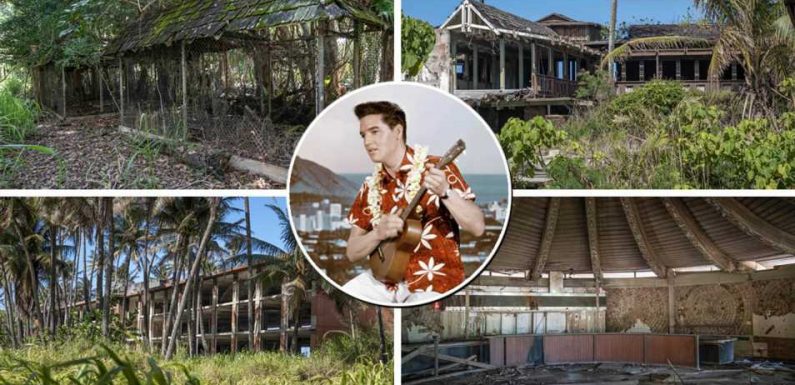 Inside the abandoned Coco Palms Hotel in Hawaii, once a Hollywood fave