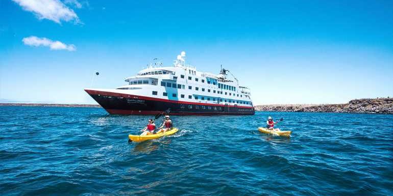 Checking out Hurtigruten Expeditions' cruise ship in the Galapagos