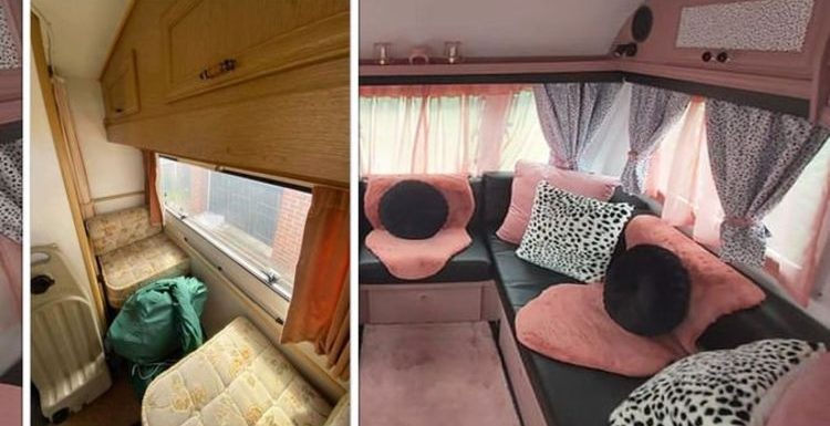 DIY couple share before and after photos of incredible £1,500 budget caravan makeover