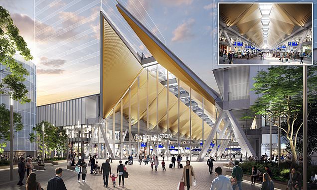 Pictured: The golden roof that's set to top the Euston HS2 terminal