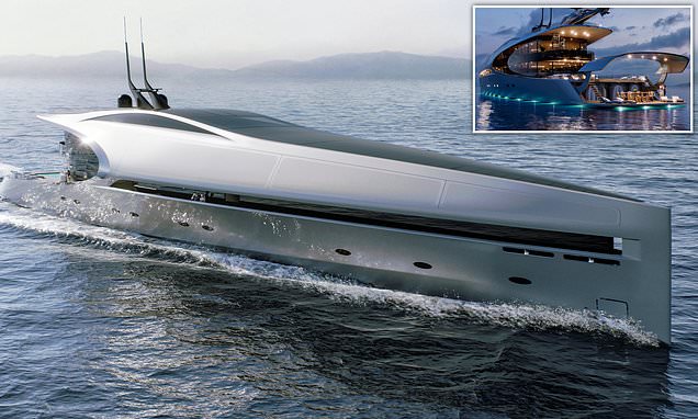 Pictured: The stunning £70m superyacht shaped like a giant knife