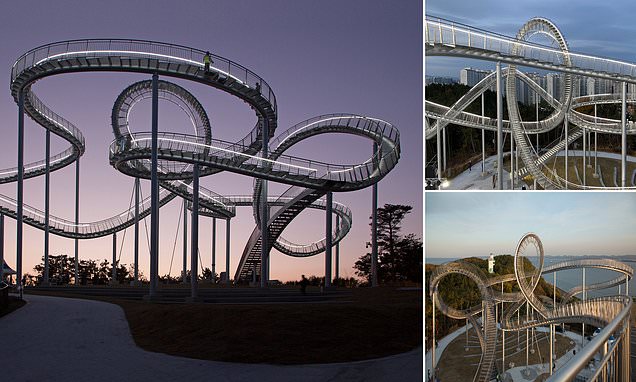 The South Korean staircase shaped like a ROLLER COASTER