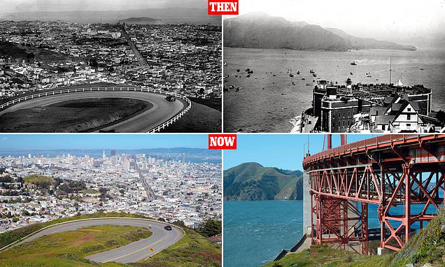 San Francisco then and now from the Golden Gate Bridge to Alamo Square