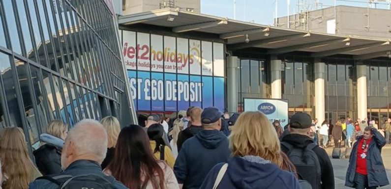 ‘Shambles’ at Leeds Bradford Airport as Brits queue for ‘miles’ to catch flights