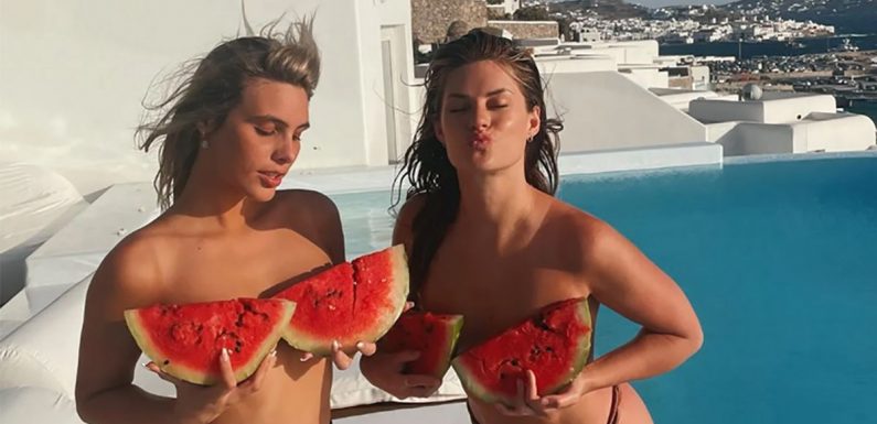 Super influencers eat underwater and pose topless on luxury Mykonos holiday