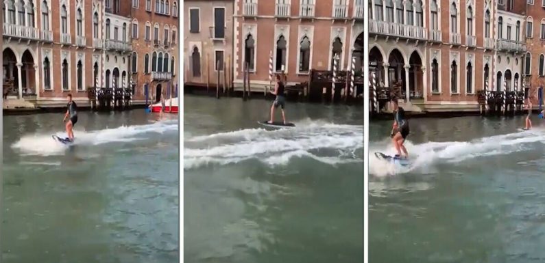 Fury as ‘idiot’ tourists surf on Venice canal – Mayor offers ‘free dinner’ for identifying