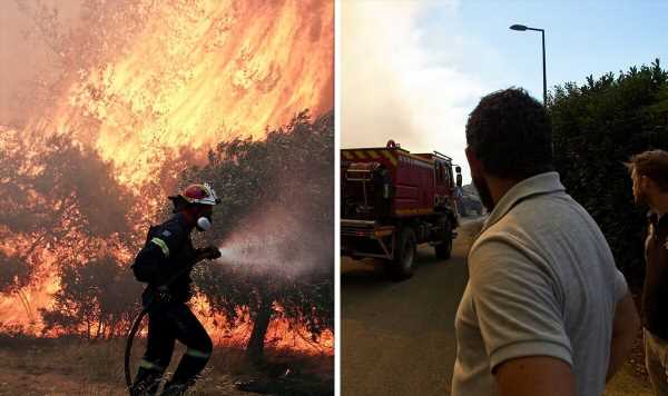 Holidaymakers evacuated in Greece as huge wildfire threatens popular tourist spots