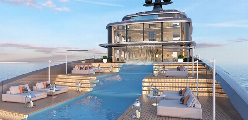 Mind-blowing snaps show superyacht with ‘waterfall’ pools, cinema and helipad