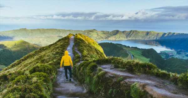 Climb the lush trails of Sao Miguel to spot the stunning green and blue lakes