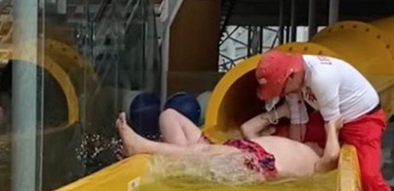 Dad ‘waterboards’ himself on waterslide and wife’s response has people creasing