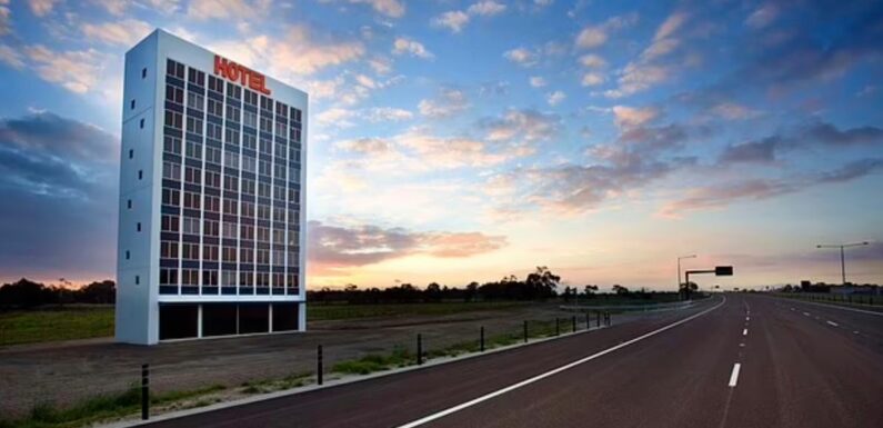 Fake hotel built next to motorway has people confused as they try to book stays