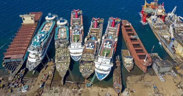 Inside massive cruise ship ‘graveyards’ where hundreds of giant vessels end up