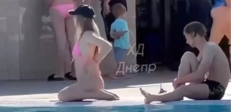 Woman slammed as ‘shameless’ as she’s spotted ‘air humping’ by the pool